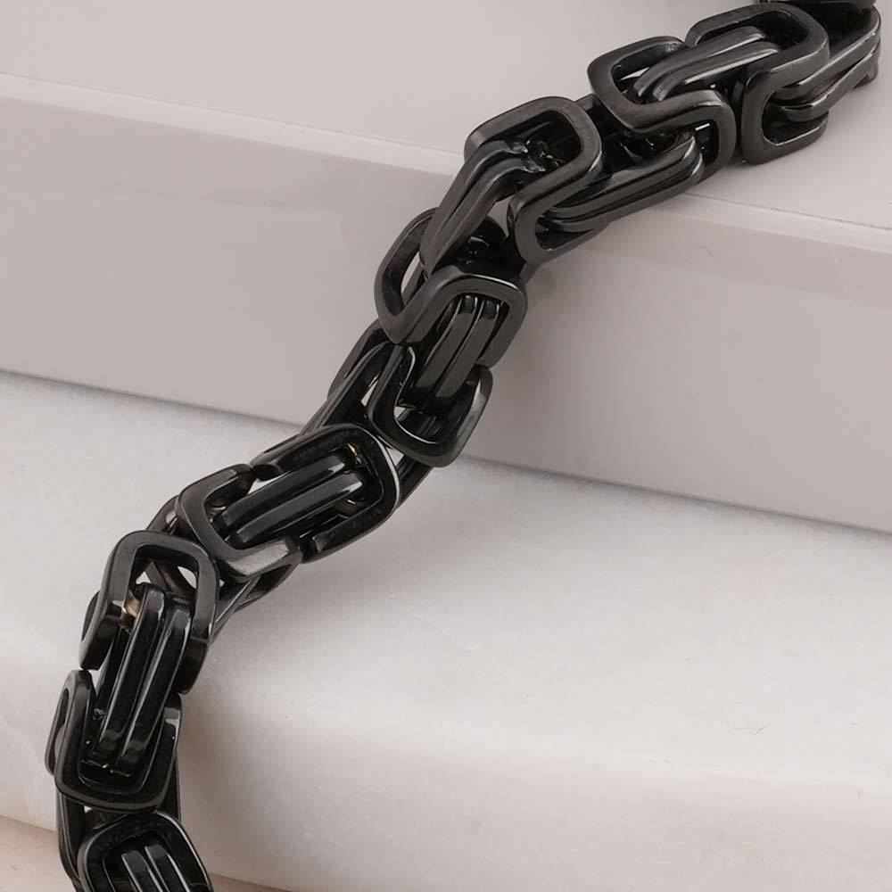 Palmonas Edgy Black Link Bracelet For Mens - Waterproof & Anti-Tarnish : PMMSSBR283-S