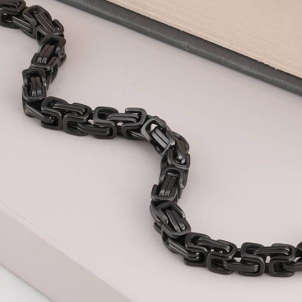 Palmonas Edgy Black Link Bracelet For Mens - Waterproof & Anti-Tarnish : PMMSSBR283-S