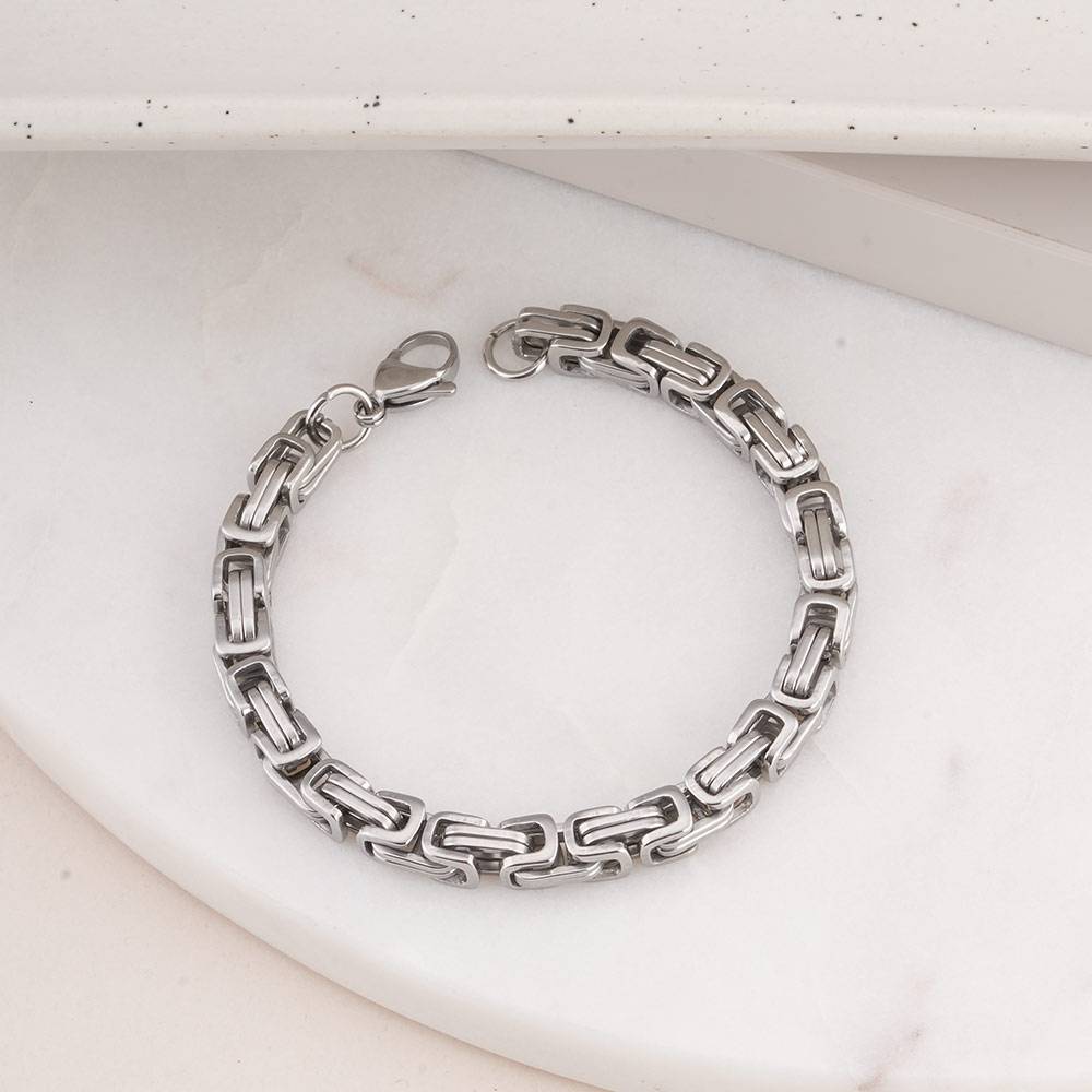 Dainty Byzantine Chain Bracelet For Mens - Waterproof & Anti-Tarnish : PMMSSBR288-S