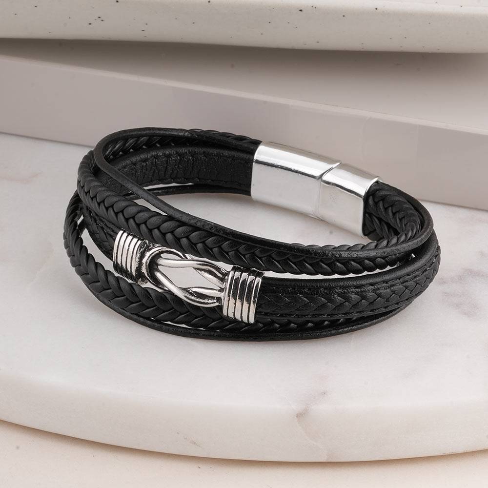 Palmonas Multi-Strand Leather Bracelet For Mens - Waterproof & Anti-Tarnish : PMMSSBR290-S