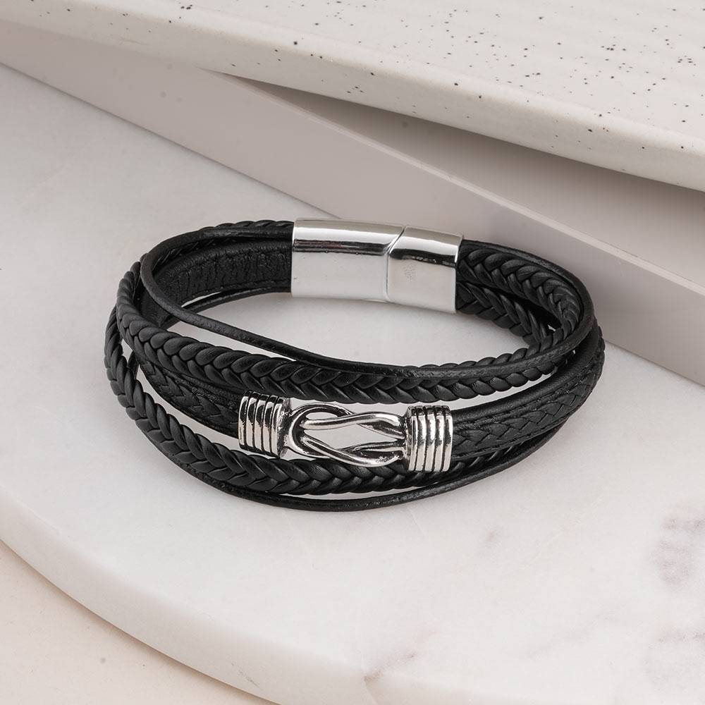 Palmonas Multi-Strand Leather Bracelet For Mens - Waterproof & Anti-Tarnish : PMMSSBR290-S