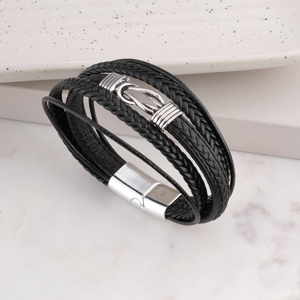 Palmonas Multi-Strand Leather Bracelet For Mens - Waterproof & Anti-Tarnish : PMMSSBR290-S