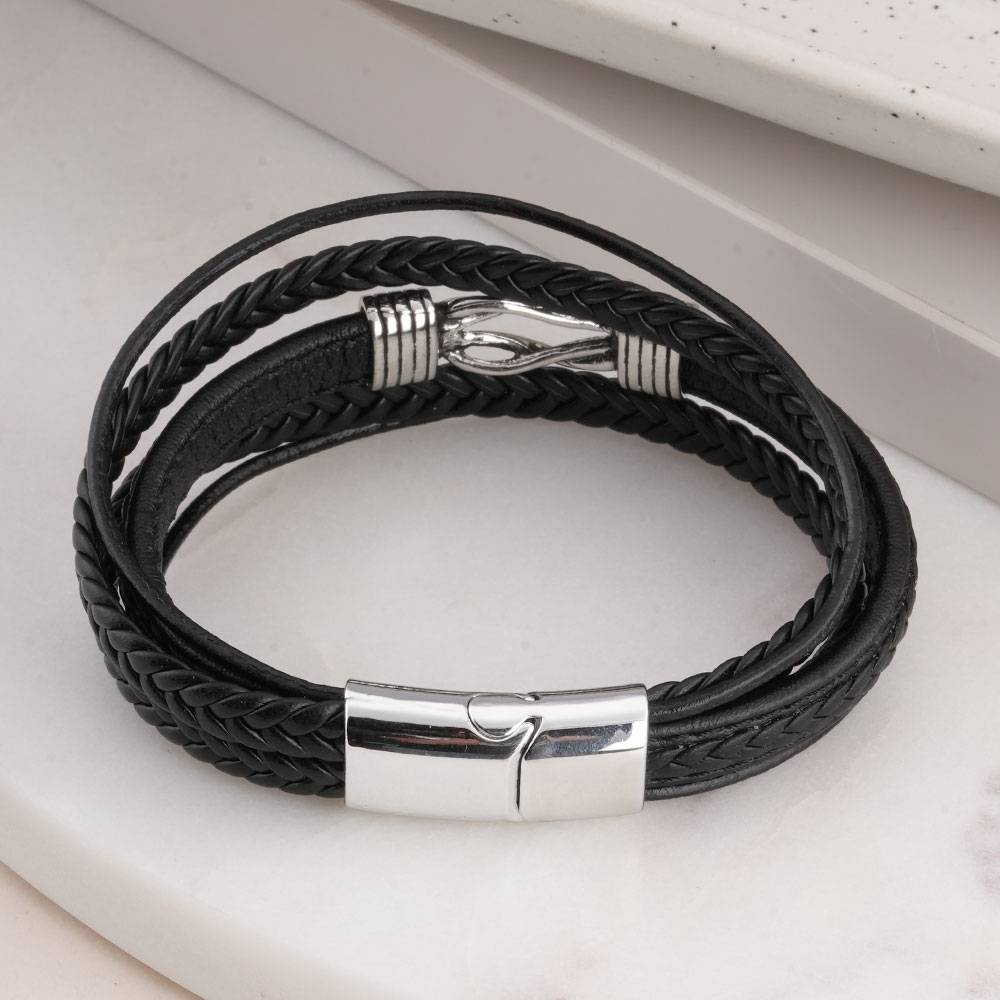 Palmonas Multi-Strand Leather Bracelet For Mens - Waterproof & Anti-Tarnish : PMMSSBR290-S