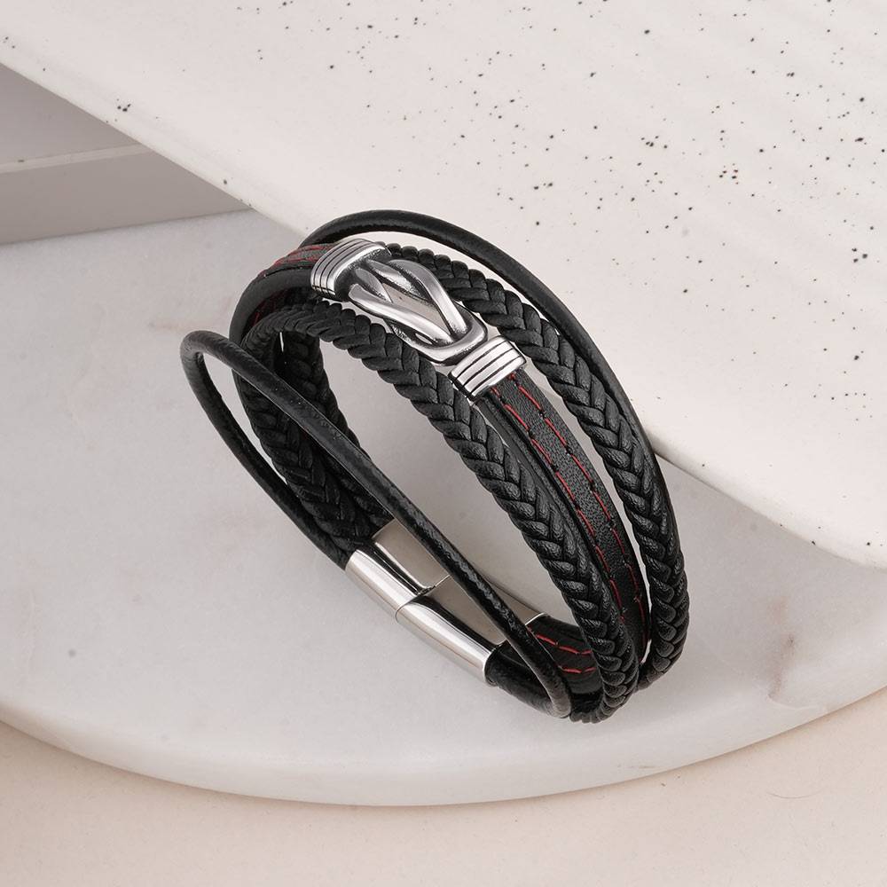 Palmonas Leather Wrap Bracelet For Mens - Waterproof & Anti-Tarnish : PMMSSBR291-S
