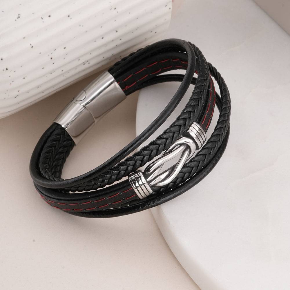 Palmonas Leather Wrap Bracelet For Mens - Waterproof & Anti-Tarnish : PMMSSBR291-S