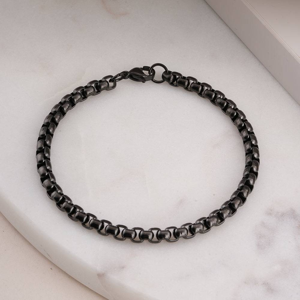 Black Chain Link Bracelet For Mens - Waterproof & Anti-Tarnish : PMMSSBR292-B