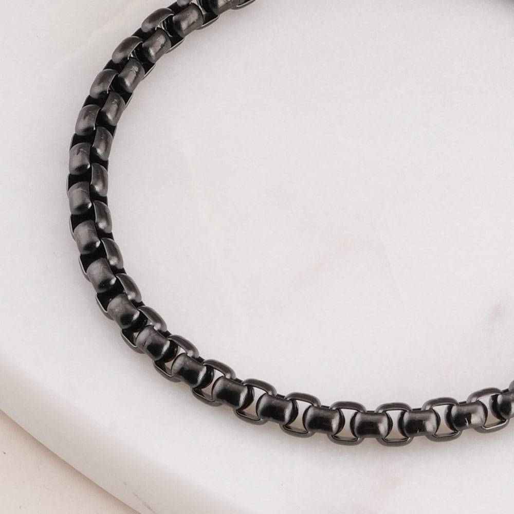 Black Chain Link Bracelet For Mens - Waterproof & Anti-Tarnish : PMMSSBR292-B