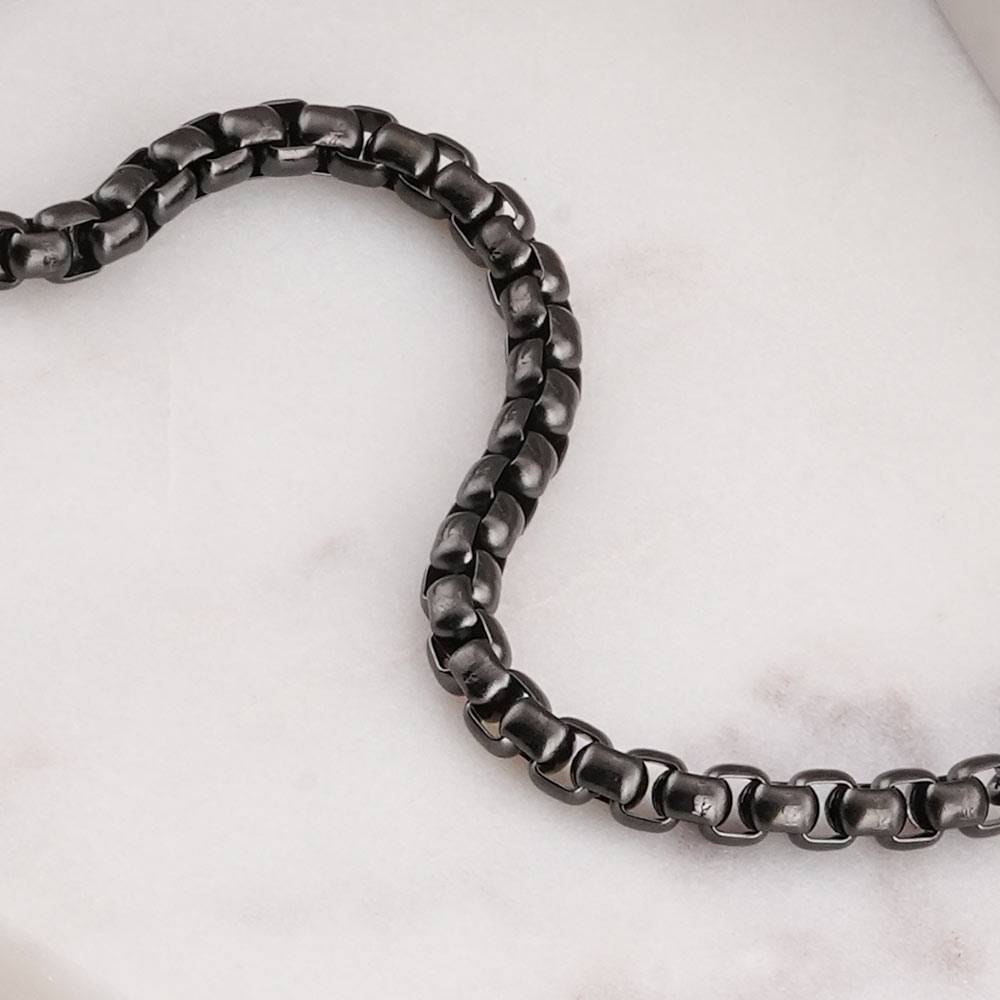 Palmonas Black Chain Link Bracelet For Mens - Waterproof & Anti-Tarnish : PMMSSBR292-S