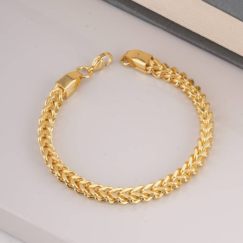 Palmonas Classic Gold Chain Bracelet For Mens - Waterproof & Anti-Tarnish : PMMSSBR301-G
