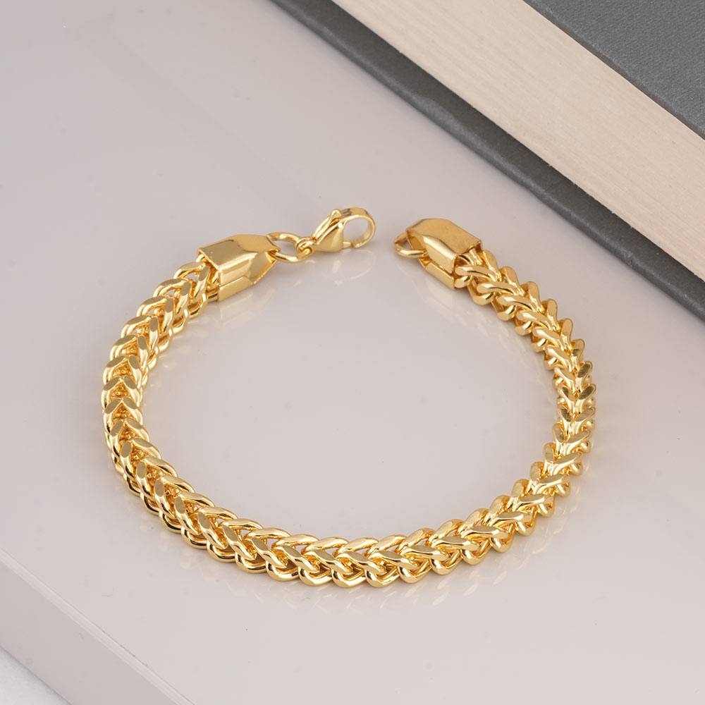 Palmonas Classic Gold Chain Bracelet For Mens - Waterproof & Anti-Tarnish : PMMSSBR301-G