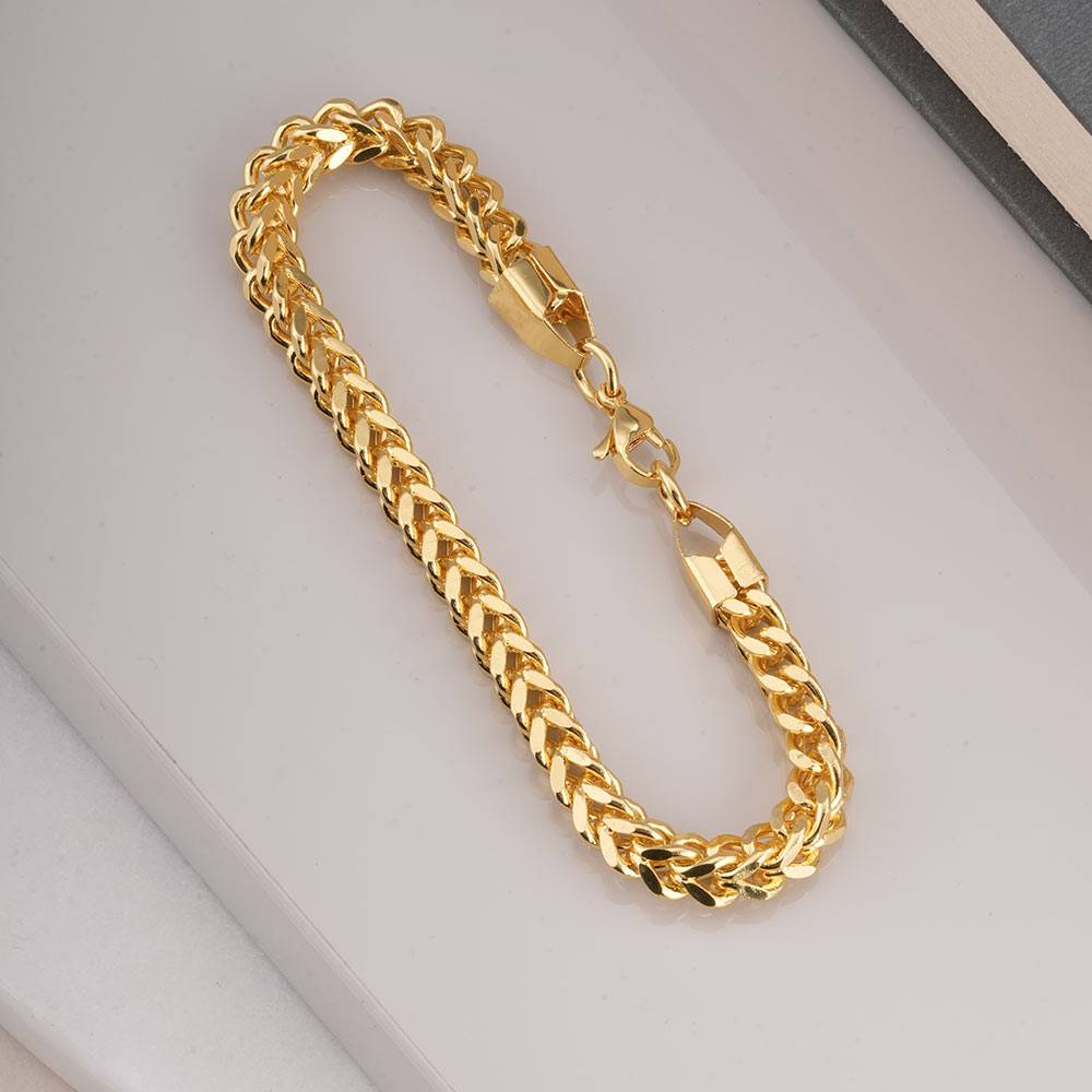 Palmonas Classic Gold Chain Bracelet For Mens - Waterproof & Anti-Tarnish : PMMSSBR301-G
