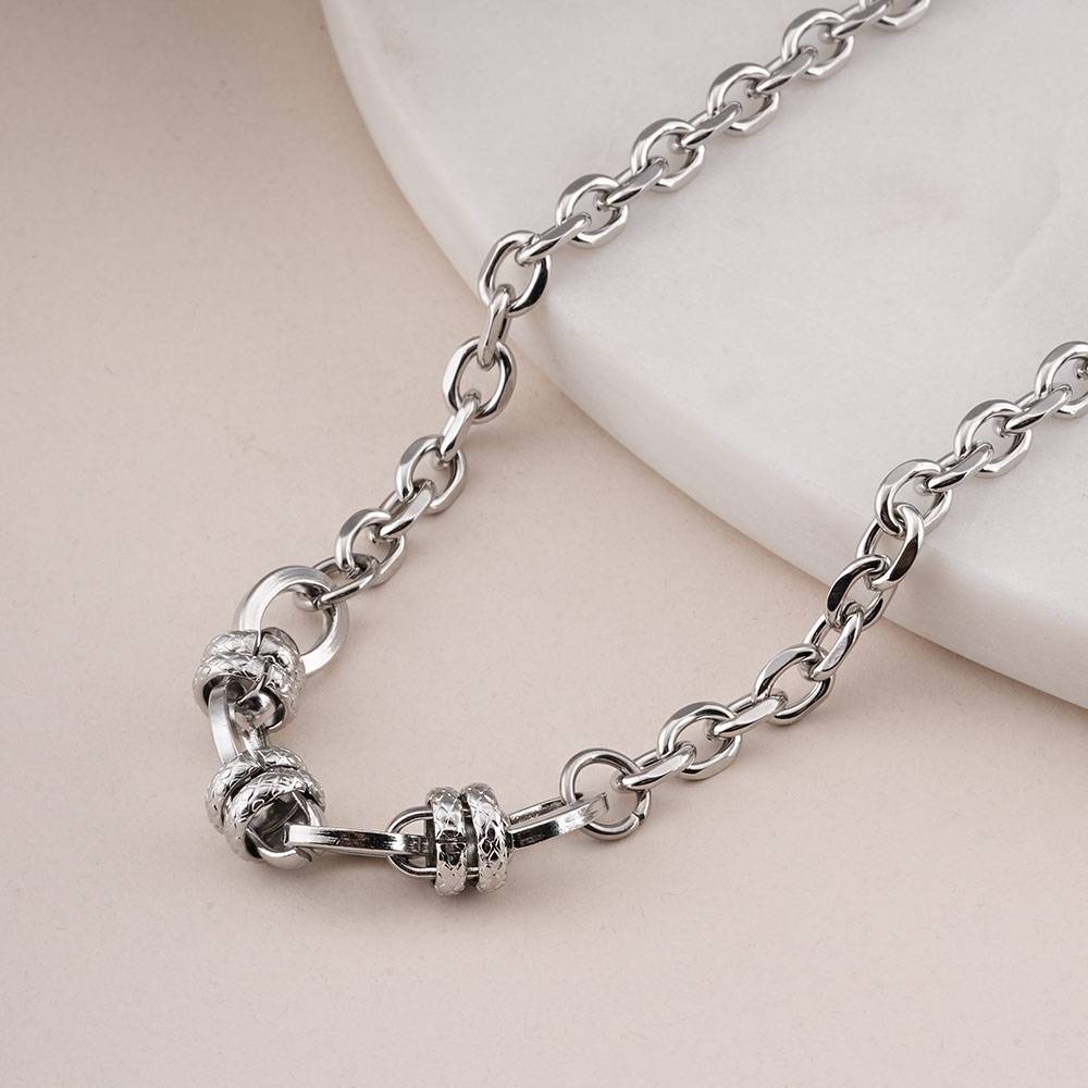 Palmonas Classic Silver Chain Necklace For Mens - Waterproof & Anti-Tarnish : PMMSSNC294-S