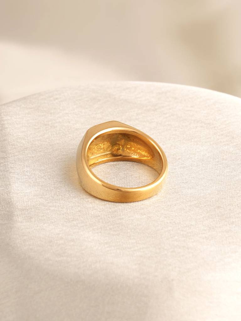 Hexagonal Gold Statement Ring For Mens : PMMSSRG447-G-9