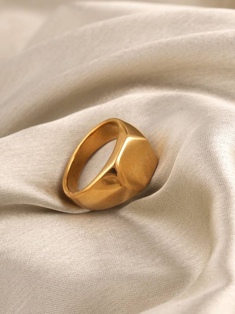 Hexagonal Gold Statement Ring For Mens : PMMSSRG447-G-9