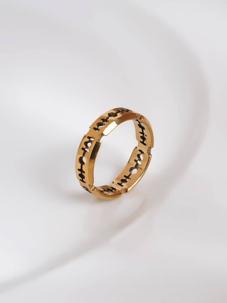Gold Blade Ring For Mens : PMMSSRG474-G-6