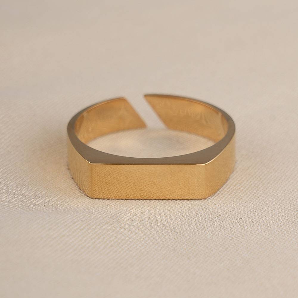 Palmonas Plain Gold Bar Ring For Mens - Waterproof & Anti-Tarnish : PMMSSRG495-G-A