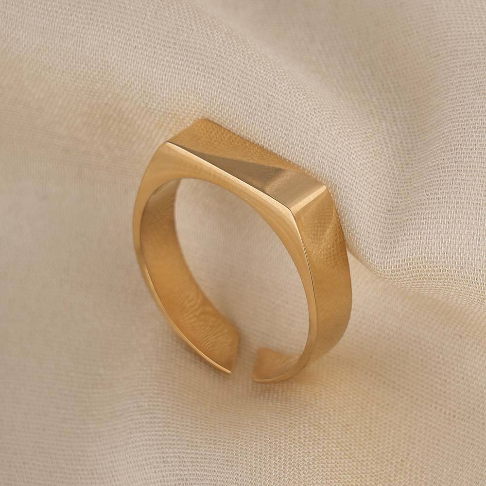 Palmonas Plain Gold Bar Ring For Mens - Waterproof & Anti-Tarnish : PMMSSRG495-G-A
