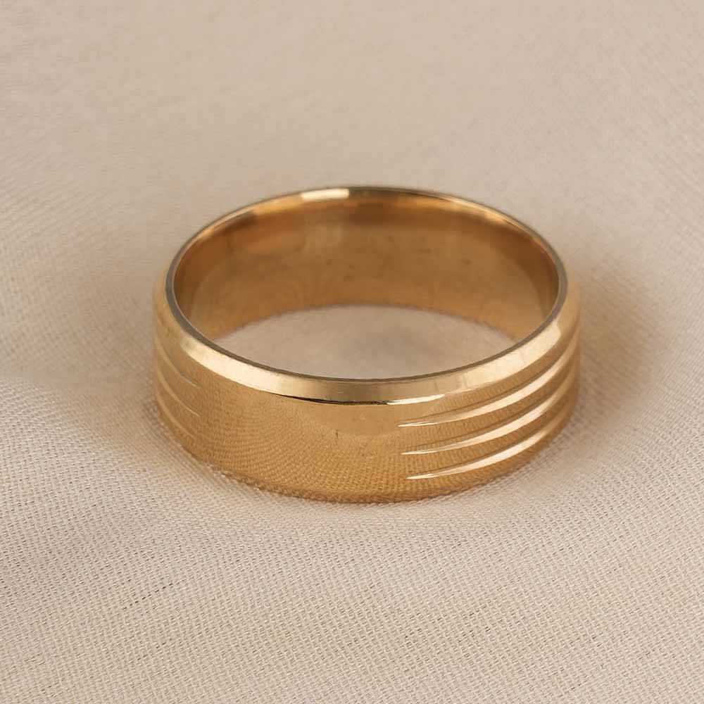 Palmonas Shiny Diamond Gold Ring For Mens - Waterproof & Anti-Tarnish : PMMSSRG507-G-9