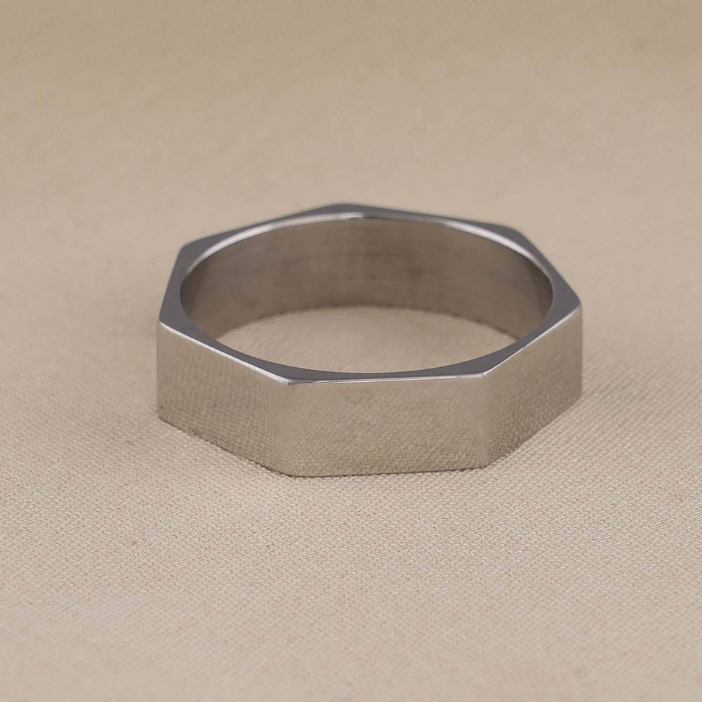 Palmonas Silver Heptagon Ring For Mens- Waterproof & Anti-Tarnish : PMMSSRG559-S-6