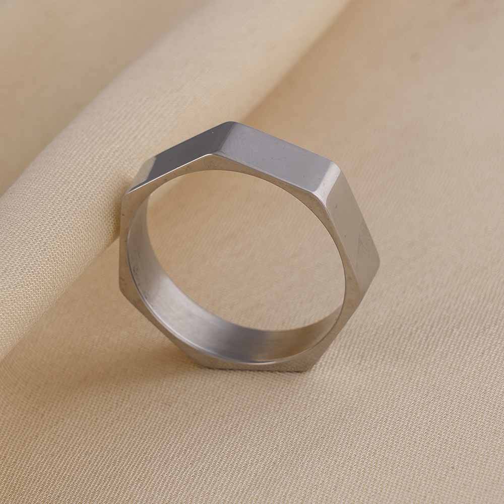Palmonas Silver Heptagon Ring For Mens- Waterproof & Anti-Tarnish : PMMSSRG560-S-7