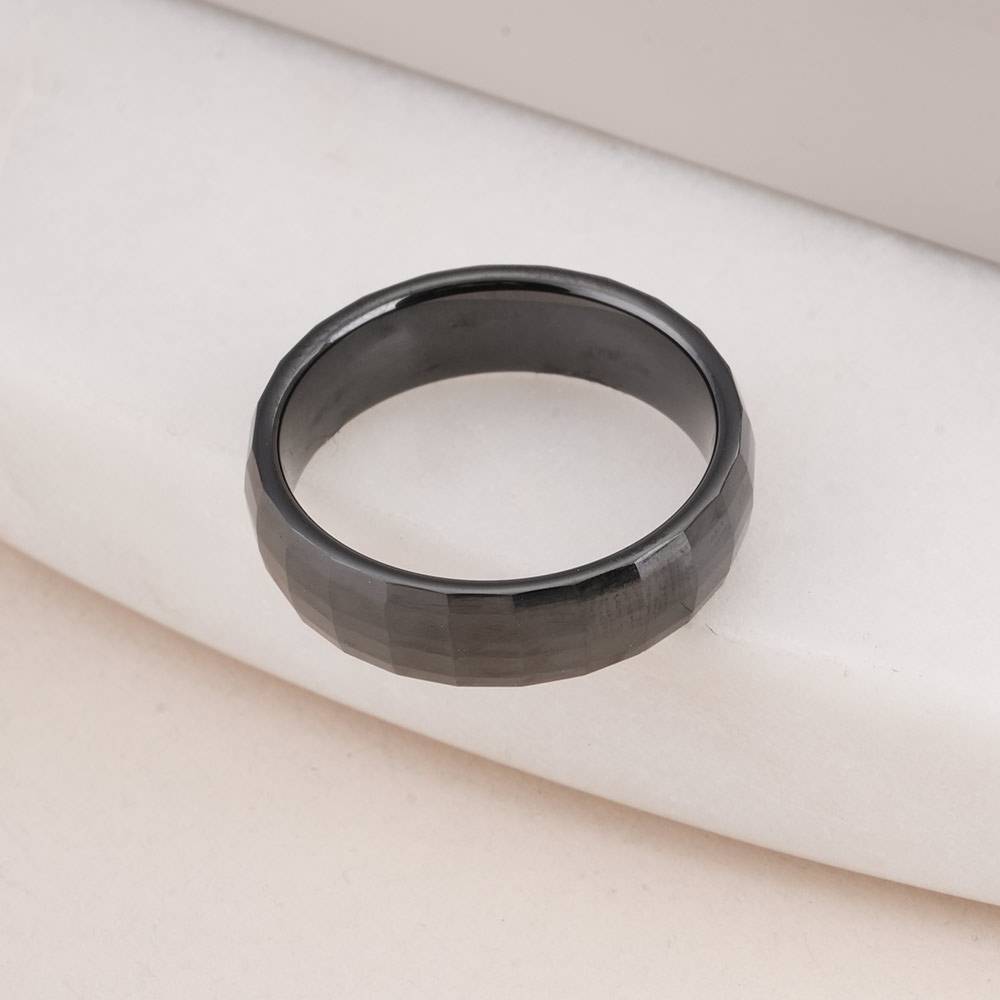 Palmonas Black Check Box Ring For Mens  - Waterproof & Anti-Tarnish : PMMSSRG607-S-6