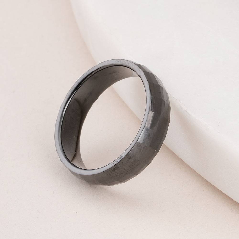 Palmonas Black Check Box Ring For Mens  - Waterproof & Anti-Tarnish : PMMSSRG607-S-6