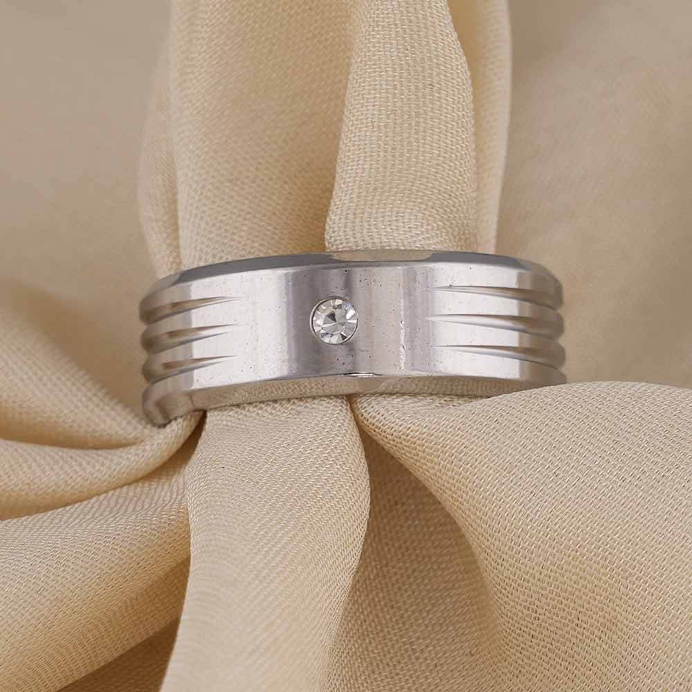 Palmonas Shiny Diamond Silver Ring For Mens- Waterproof & Anti-Tarnish : PMMSSRG657-S-6