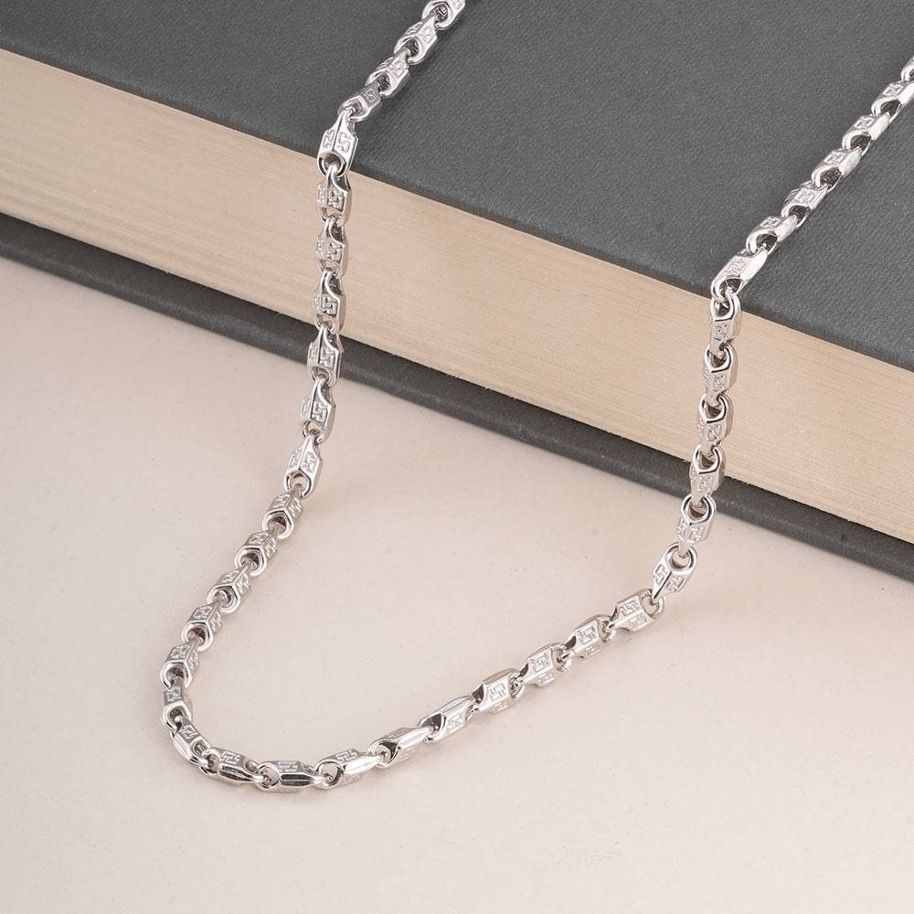 925 Sterling Silver Interlocking Link Chain For Mens - Waterproof & Anti Tarnish : PMMSTNC312-S