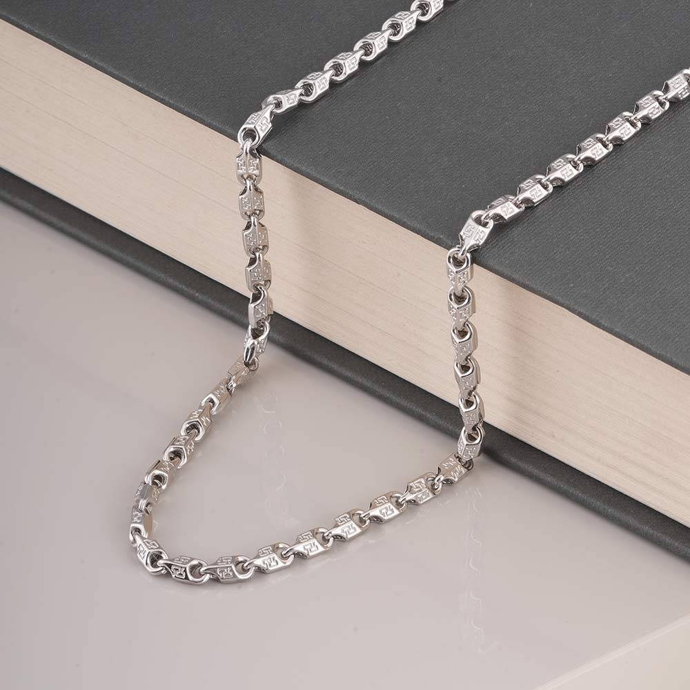 925 Sterling Silver Interlocking Link Chain For Mens - Waterproof & Anti Tarnish : PMMSTNC312-S