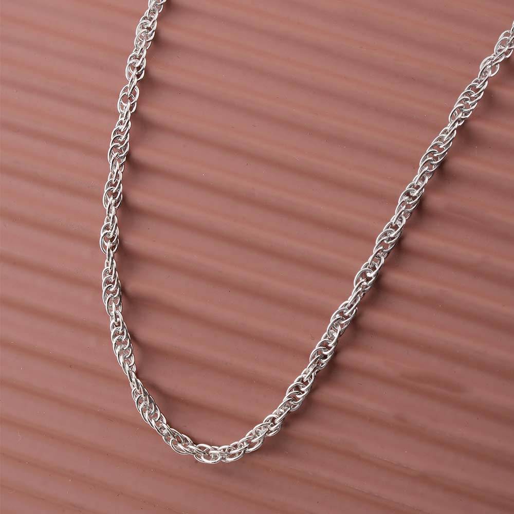 925 Sterling Silver Woven Chain For Mens - Waterproof & Anti Tarnish : PMMSTNC315-S