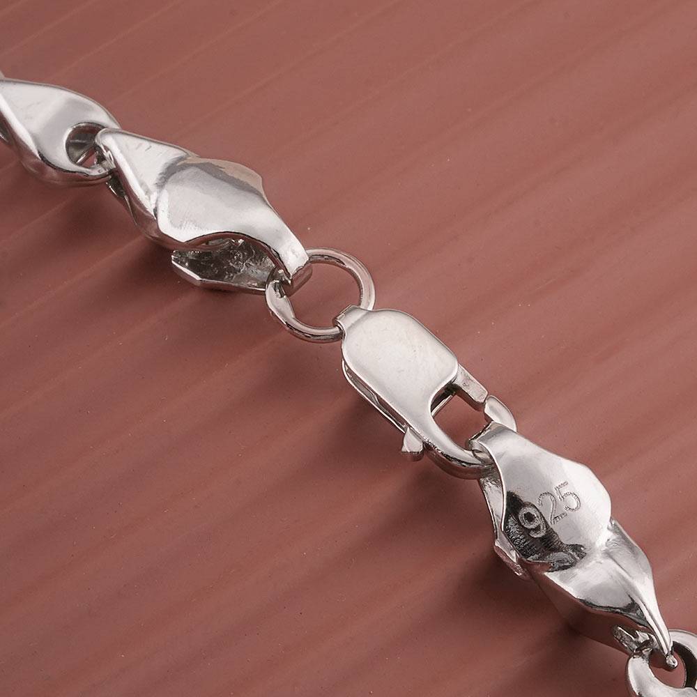 925 Sterling Silver Shield Link Chain For Mens - Waterproof & Anti Tarnish : PMMSTNC318-S