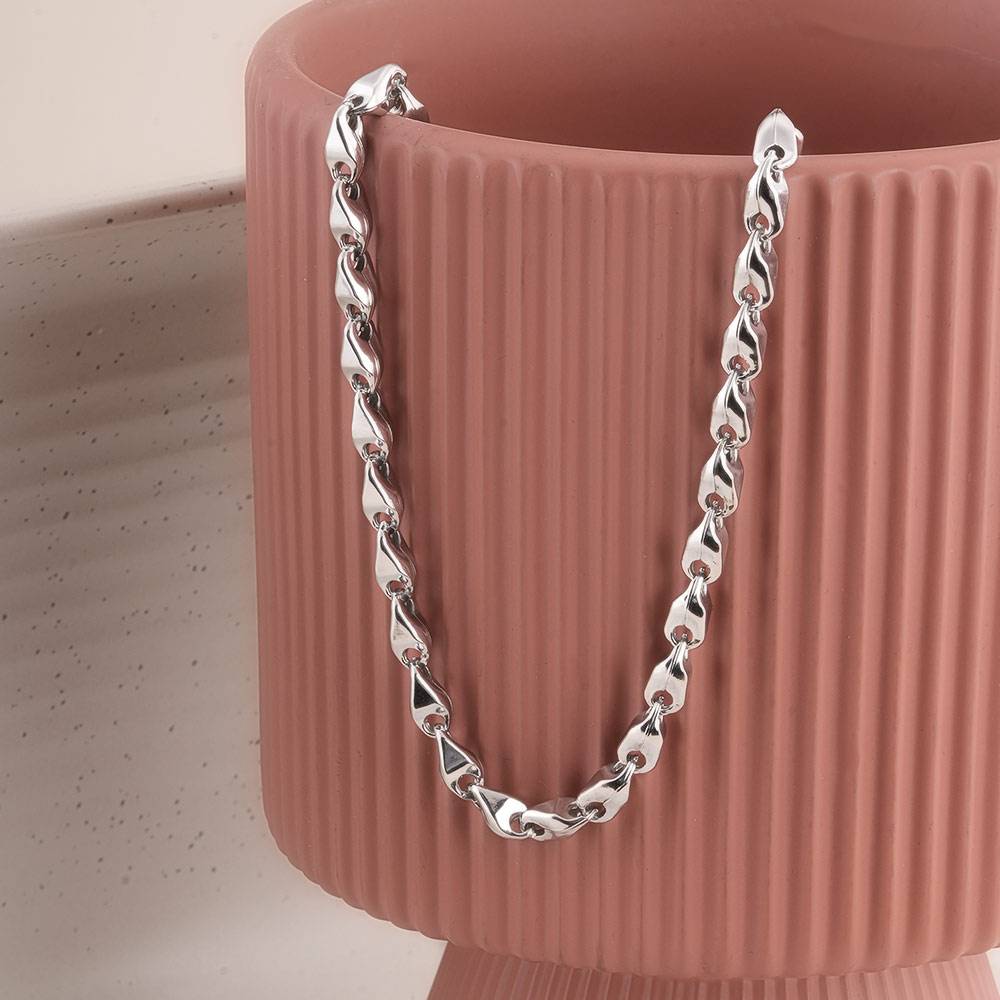 925 Sterling Silver Shield Link Chain For Mens - Waterproof & Anti Tarnish : PMMSTNC318-S