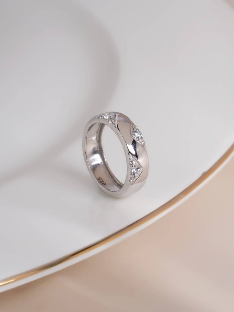 Triad Of Love 925 Silver Men'S Band For Mens : PMMSTRG755-S-8