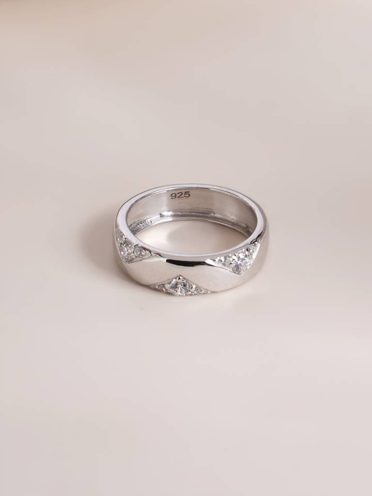 Triad Of Love 925 Silver Men'S Band For Mens : PMMSTRG755-S-8