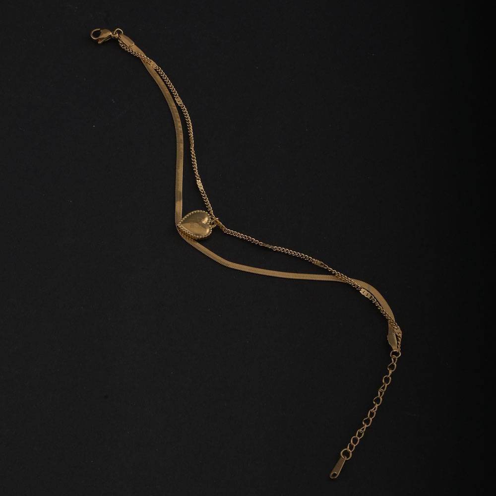 Love You Engraved Layered Anklet : PMW01AN004