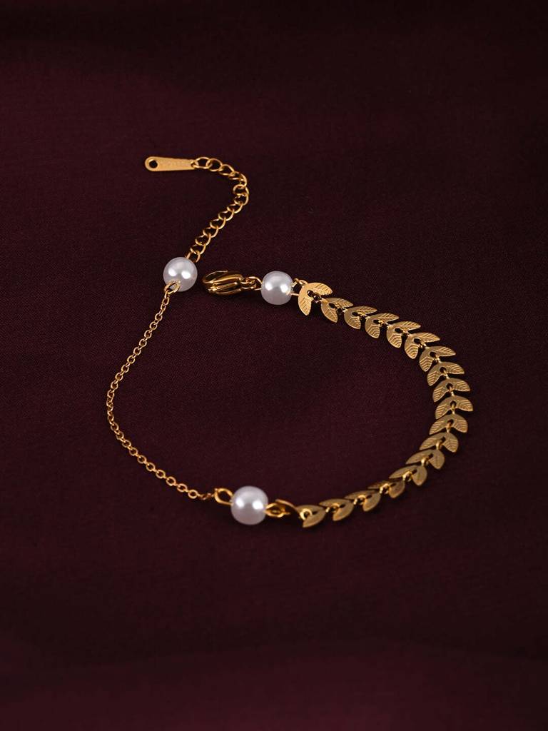 Gilded Leaves Anklet : PMW01AN006