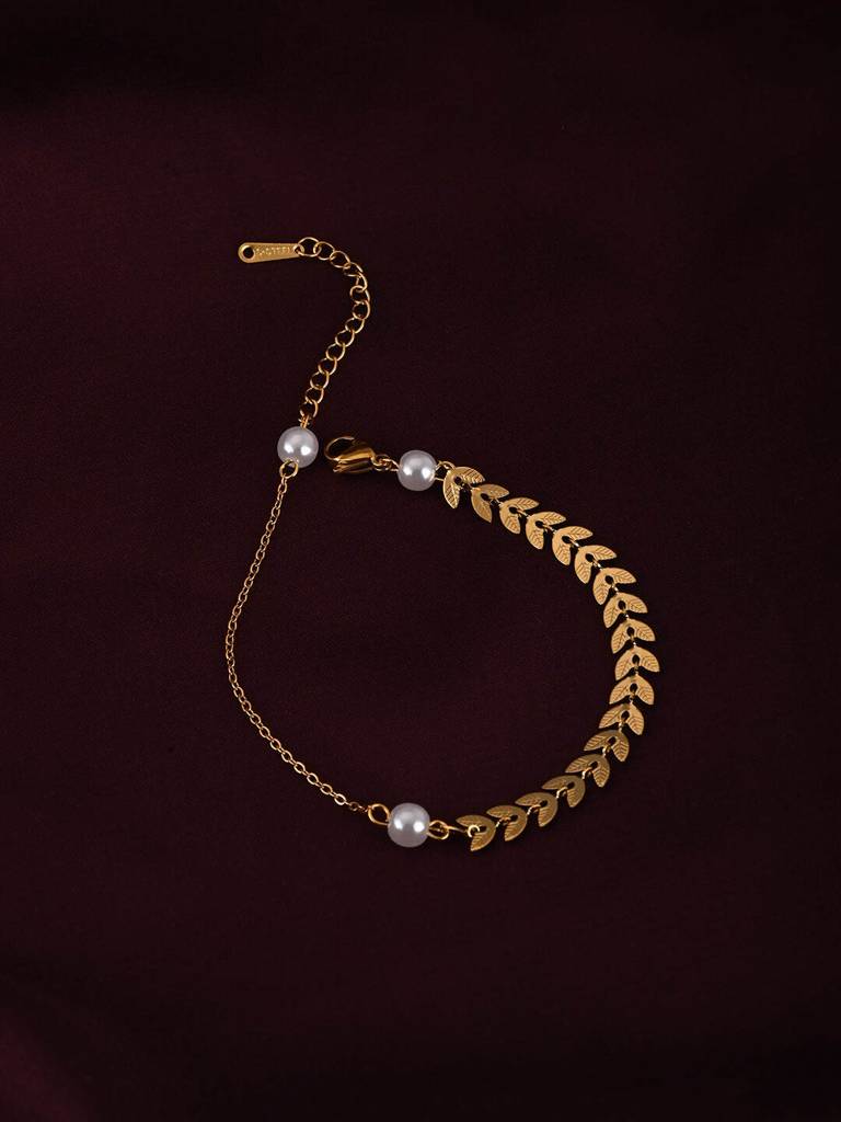 Gilded Leaves Anklet : PMW01AN006