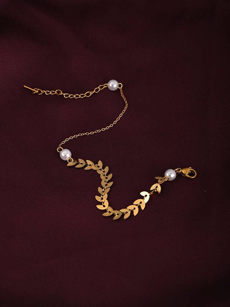 Gilded Leaves Anklet : PMW01AN006