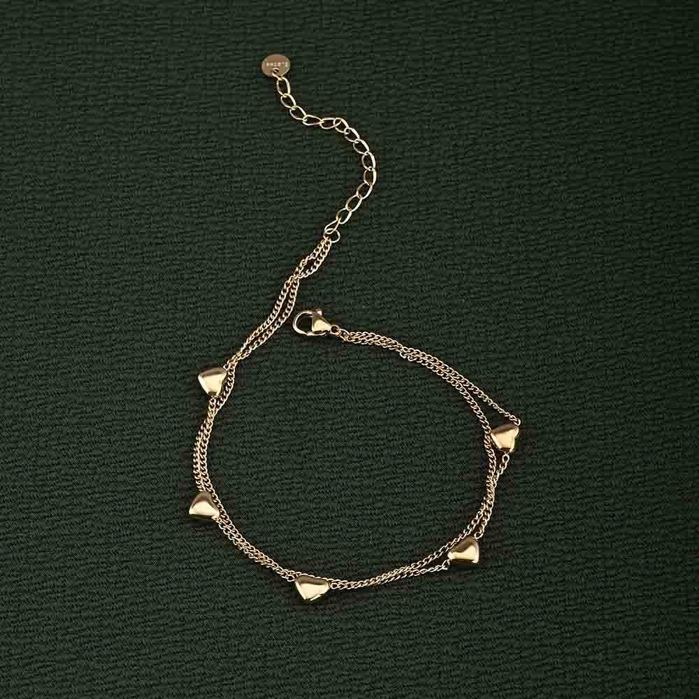 Golden Heart Charms Anklet : PMW01AN010