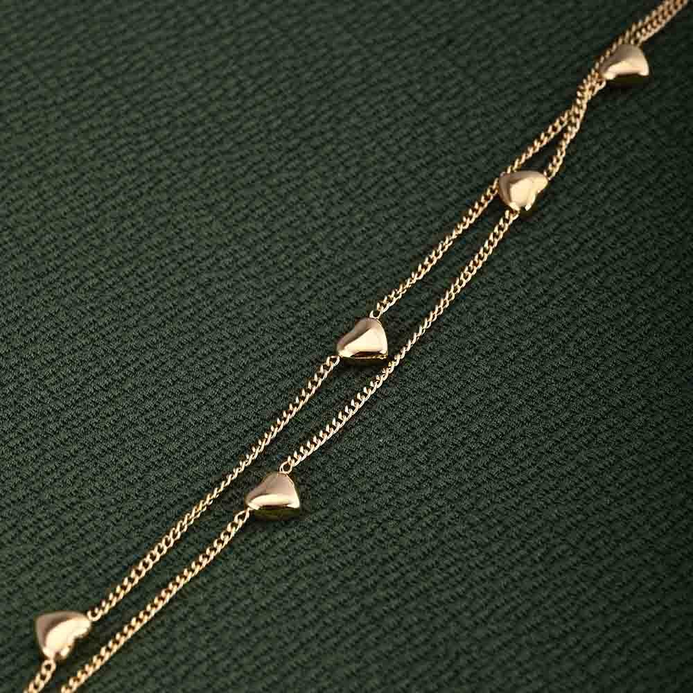 Golden Heart Charms Anklet : PMW01AN010