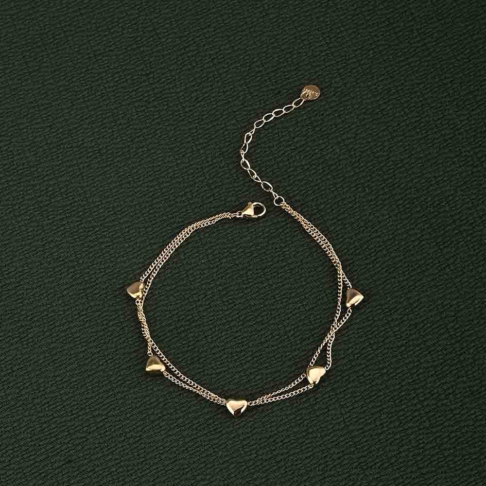 Golden Heart Charms Anklet : PMW01AN010