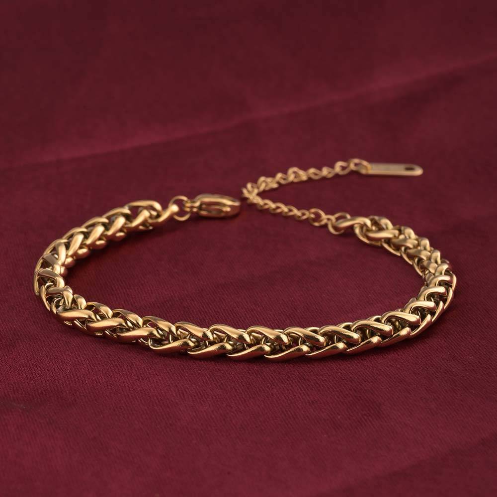 Gold Braided Chain Bracelet : PMW01BR019
