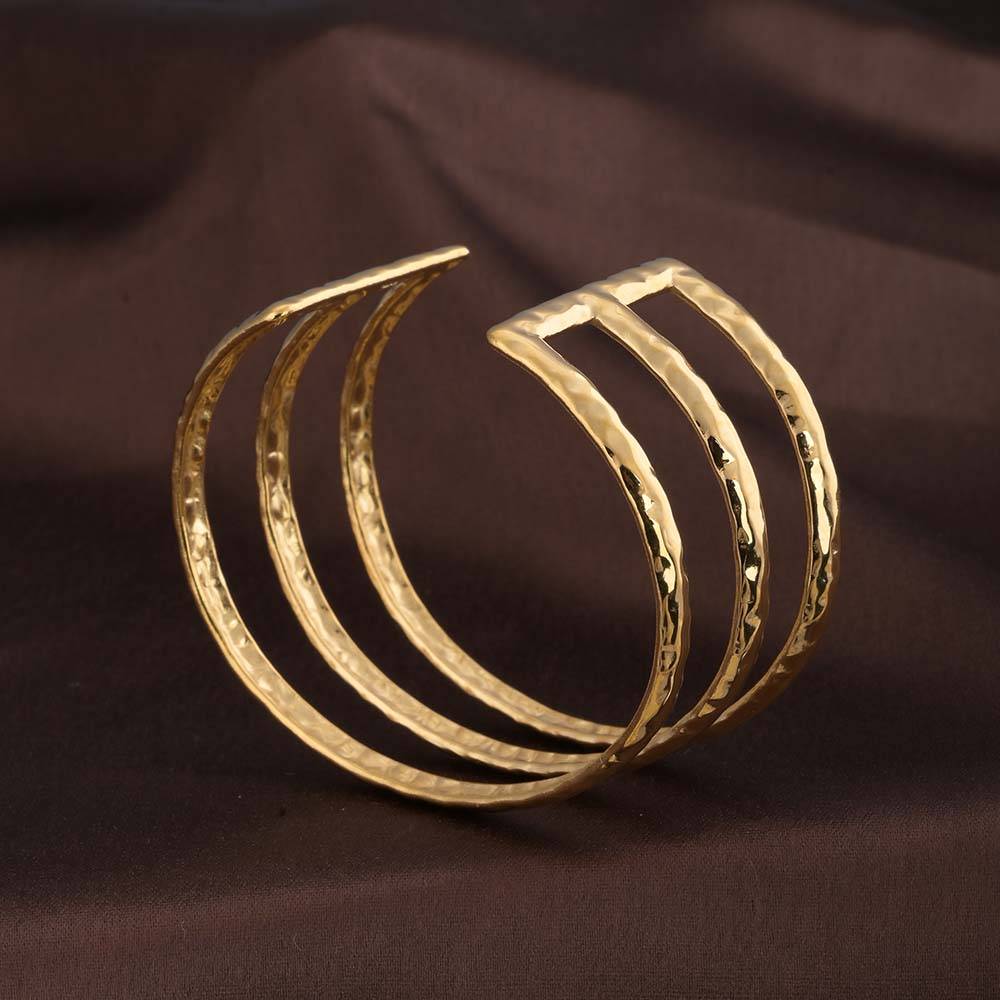 Three Layer Sleek Gold Cuff Bracelet : PMW01BR029