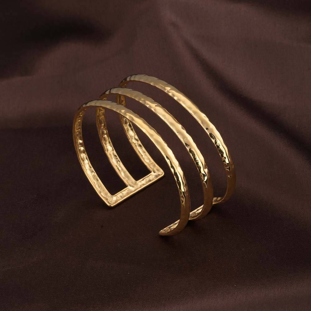 Three Layer Sleek Gold Cuff Bracelet : PMW01BR029