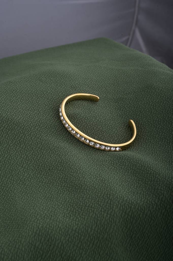Elegant Zirconia Studded Gold Bracelet : PMW01BR036