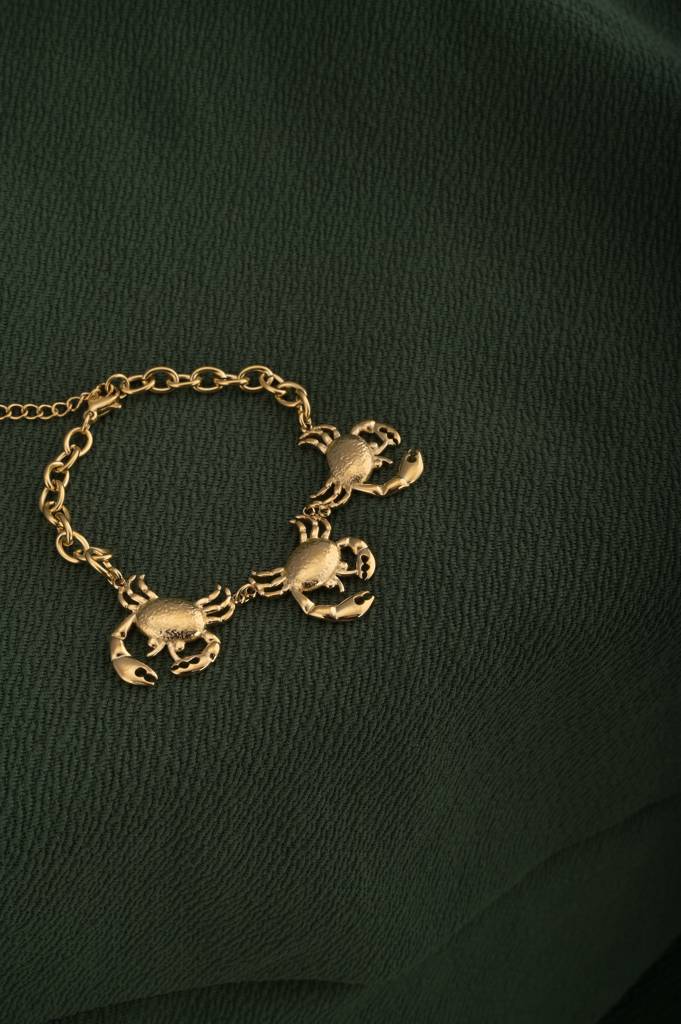 Gold Crab Charm Bracelet : PMW01BR046