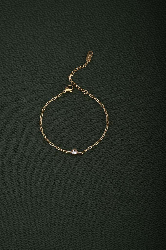 Shining Stone Gold Chain Bracelet : PMW01BR049
