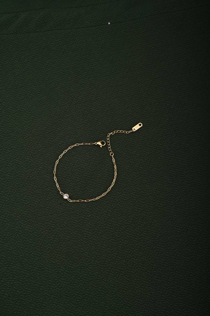Shining Stone Gold Chain Bracelet : PMW01BR049
