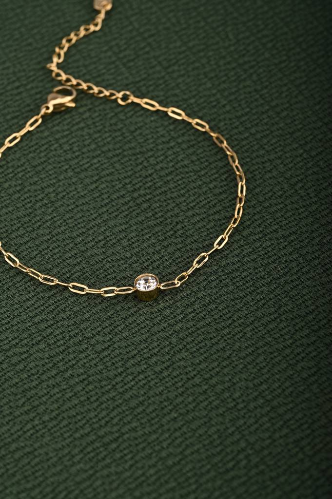 Shining Stone Gold Chain Bracelet : PMW01BR049