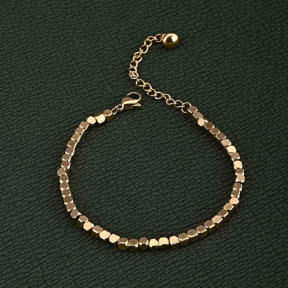 Gold Cube Chain Bracelet : PMW01BR052